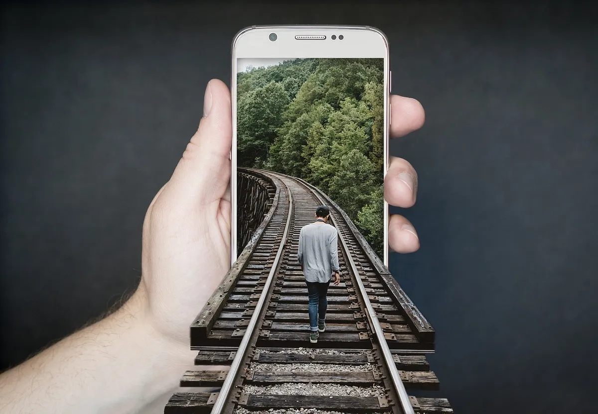 train track, railroad, smartphone, railway track, mobile phone, cellphone, smartphone, smartphone, smartphone, smartphone, smartphone, mobile phone, mobile phon